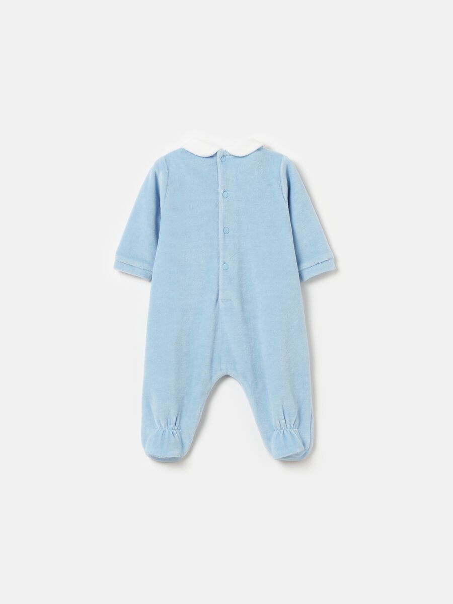 Velour onesie with animal print embroidery_1