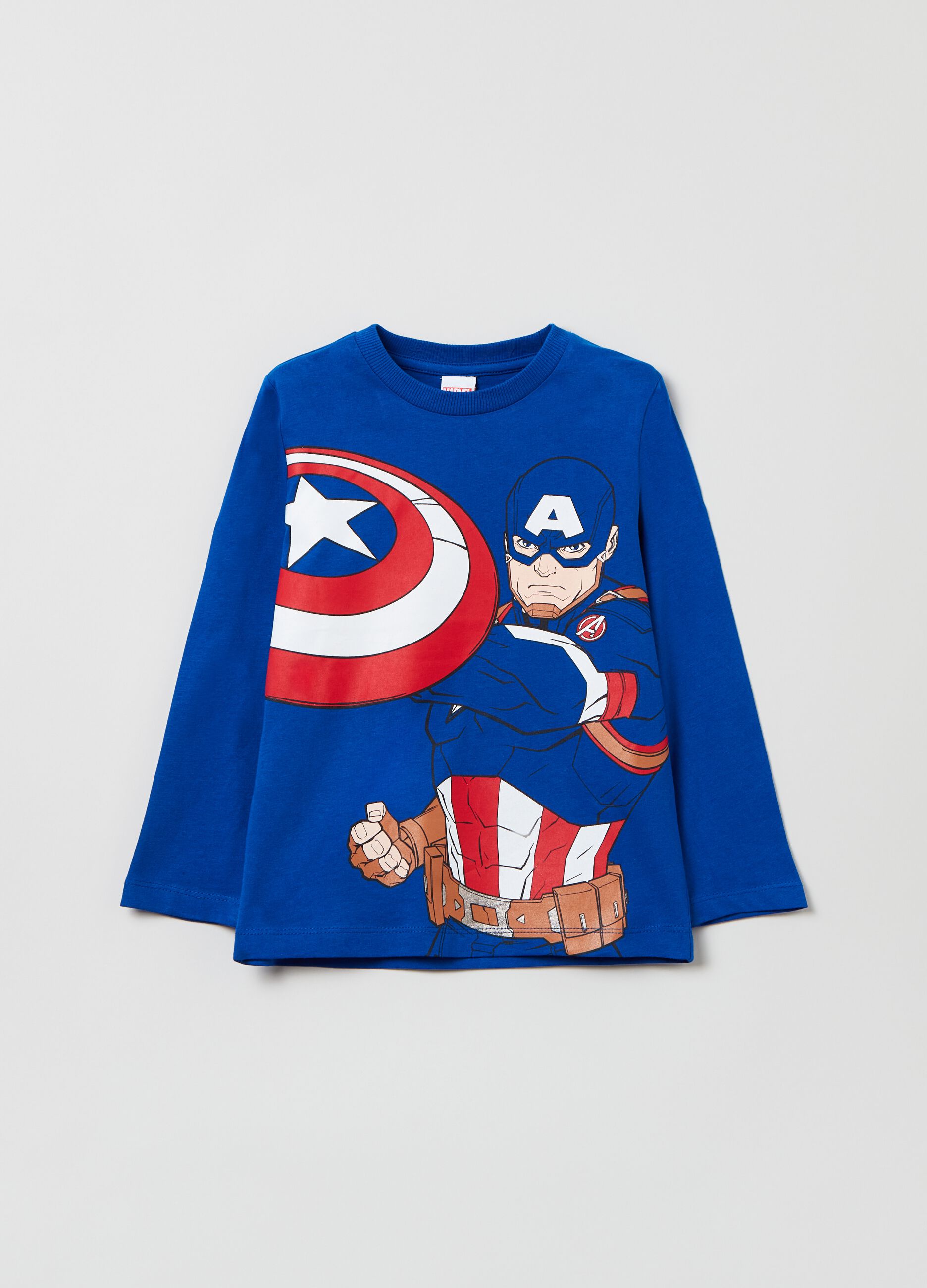 Long-sleeved T-shirt with Captain America print
