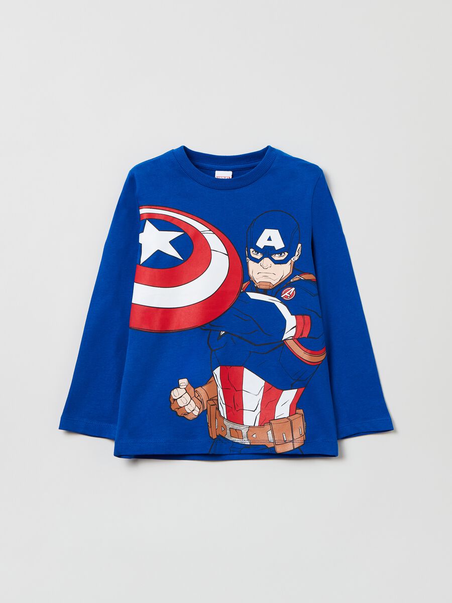 Long-sleeved T-shirt with Captain America print_0