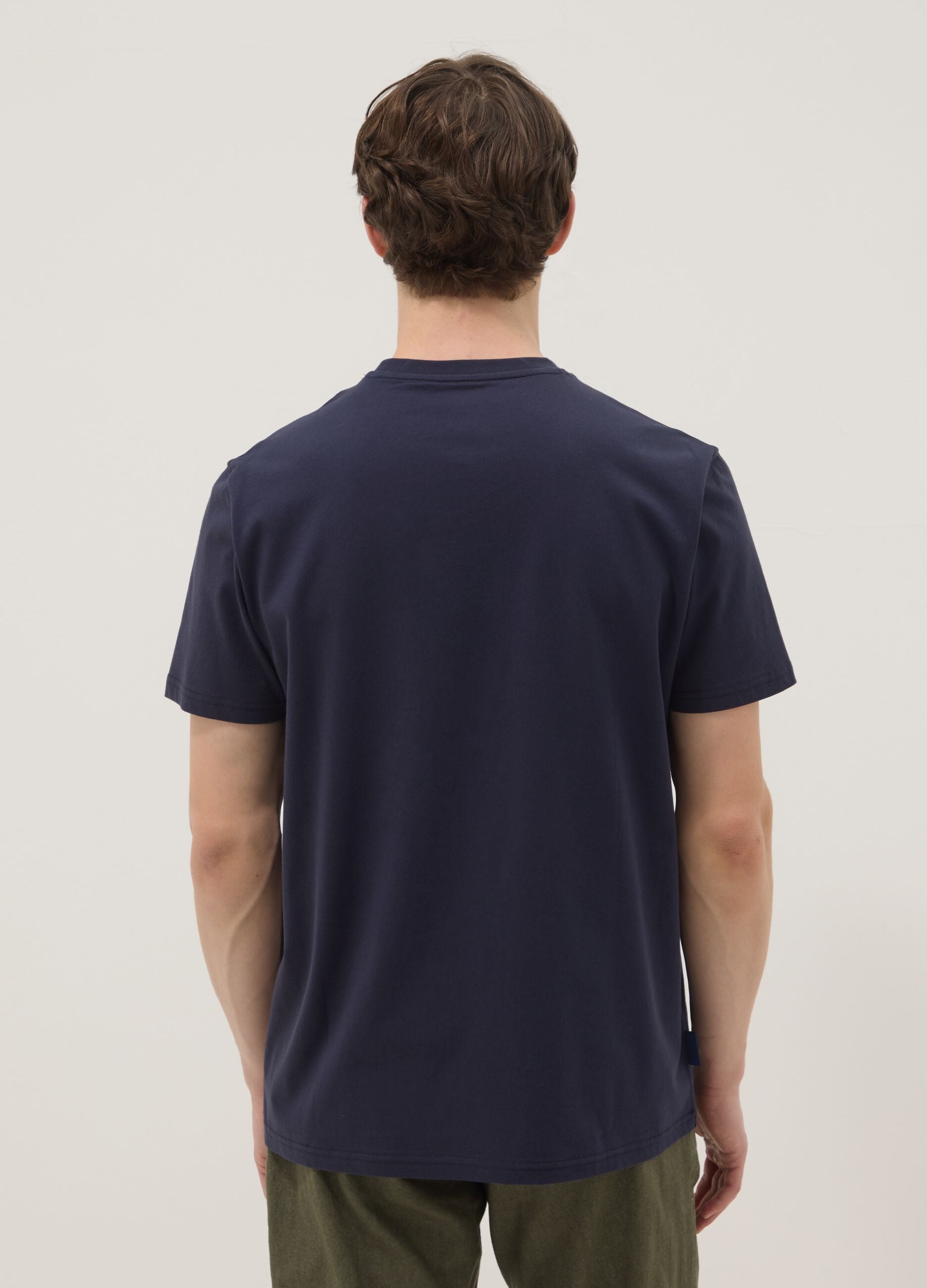 Blaues Regular-Fit T-Shirt aus reiner Baumwolle mit Frontprint