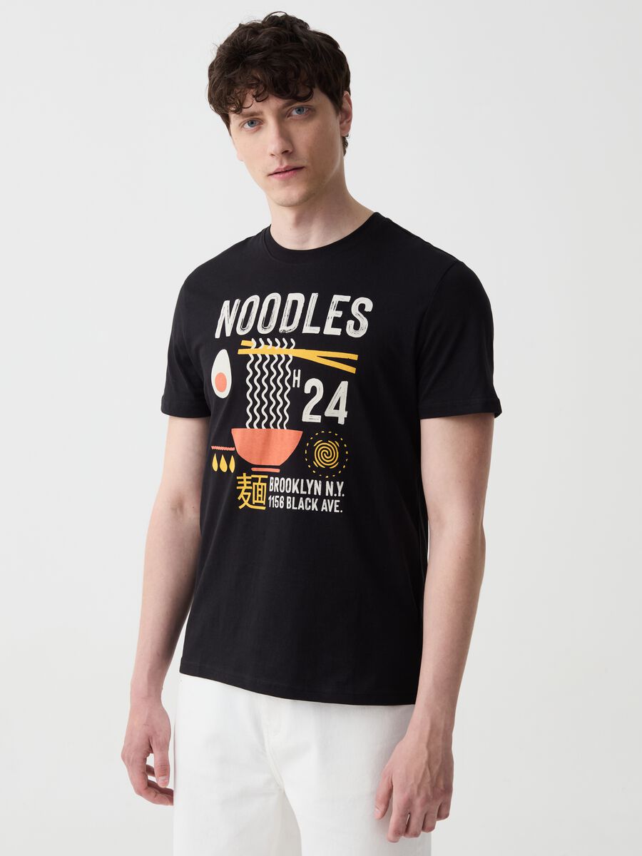 T-shirt with noodles print_0