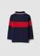 Blue striped long-sleeve pure cotton polo shirt for boys_1