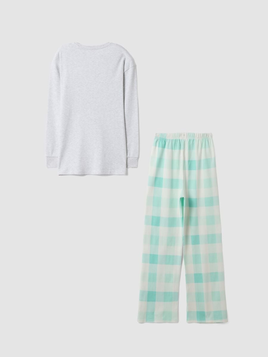 Grey organic cotton and viscose blend pyjamas with crew neck and koala print_1