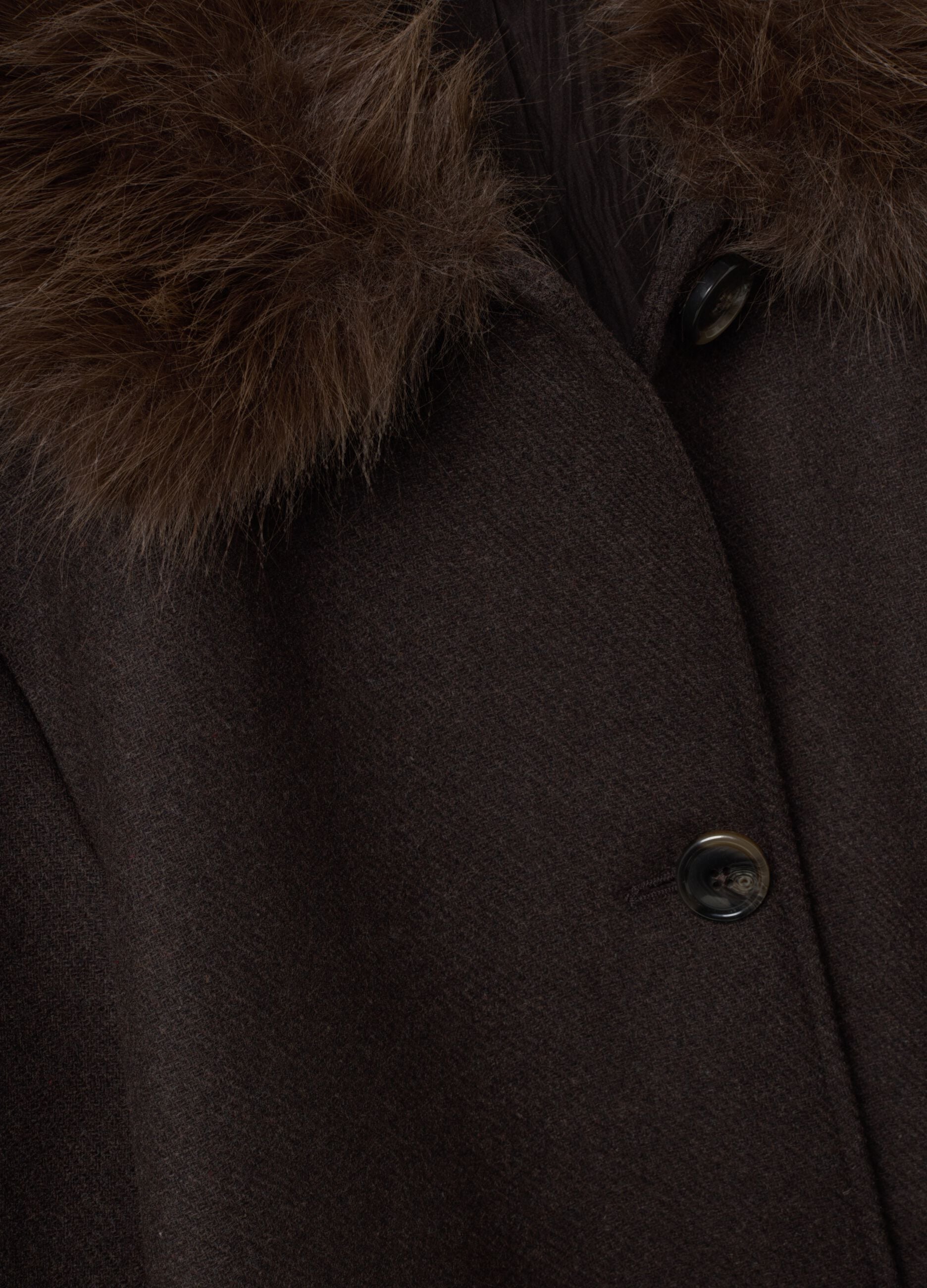 Dark brown wool- and viscose-blend coat, regular fit