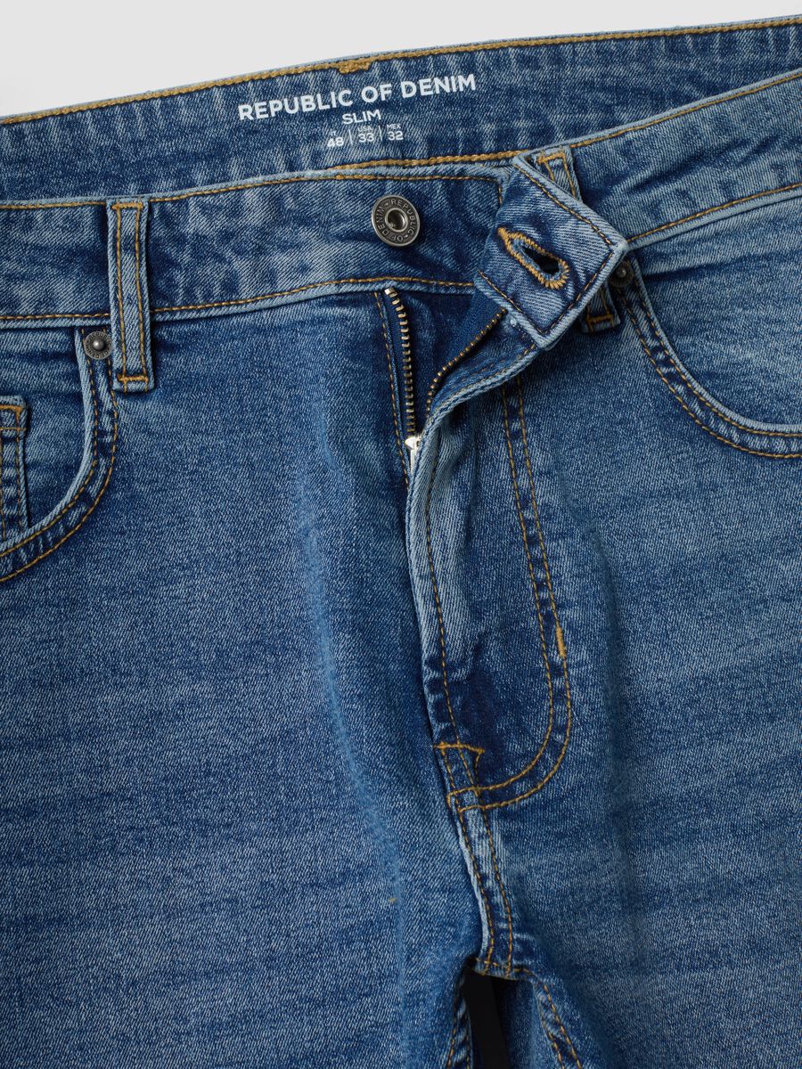 Blue slim-fit stretch cotton jeans_2