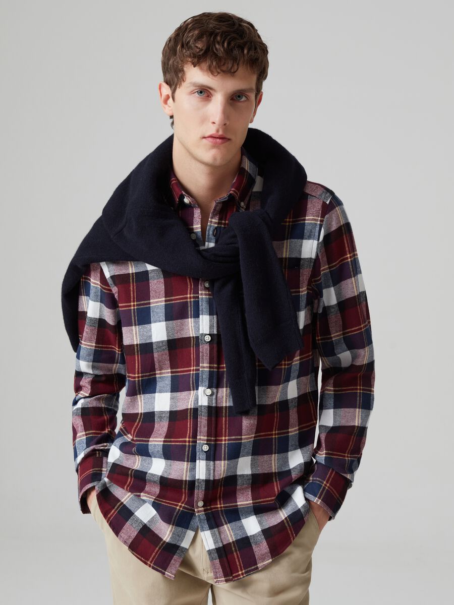 Check flannel shirt with pocket_0