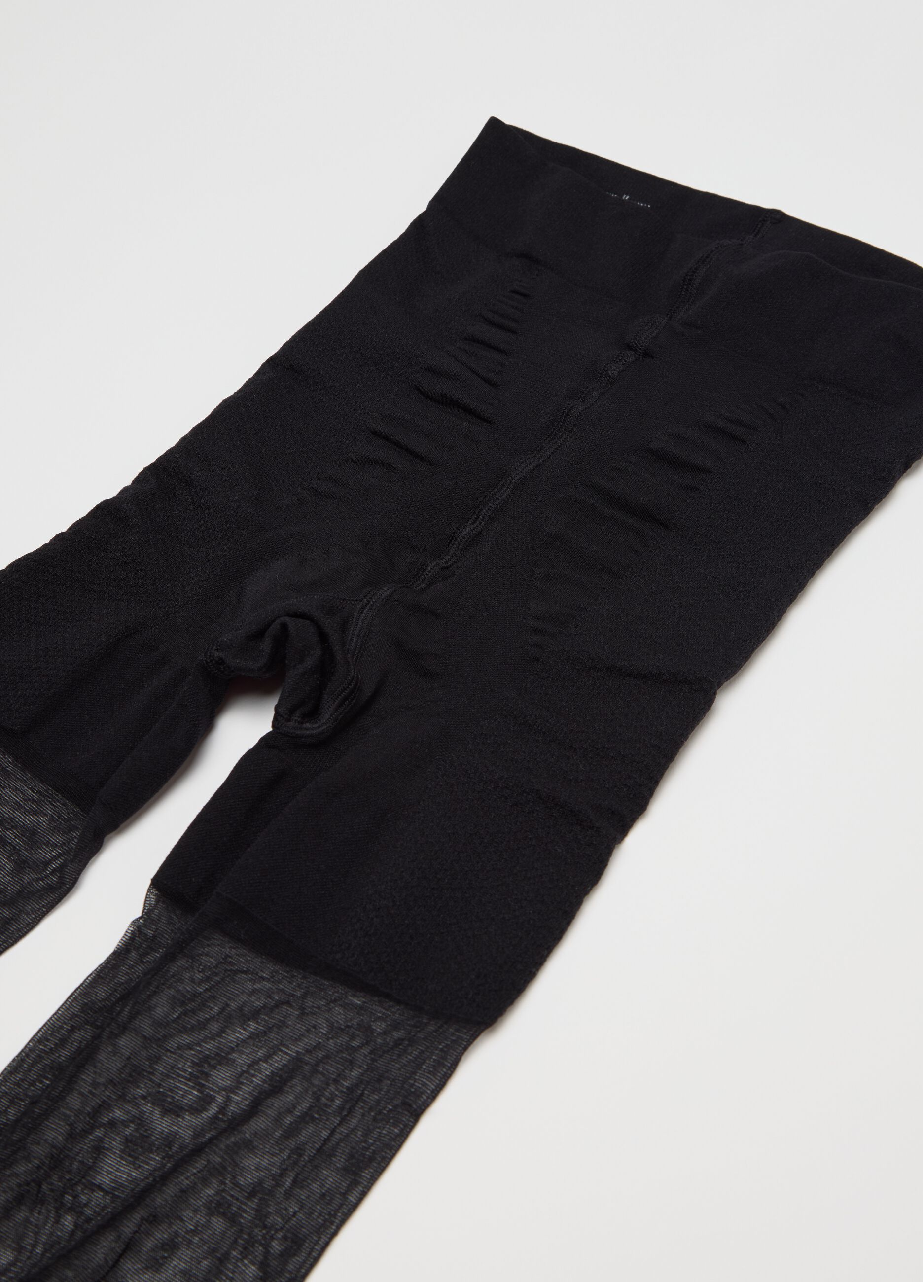 Black semi-sheer stretch tights with shaping effect