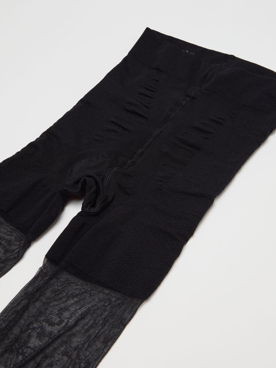 Black semi-sheer stretch tights with shaping effect_4