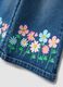 Jeans azuis wide leg em algod&atilde;o puro com estampado floral para menina_3