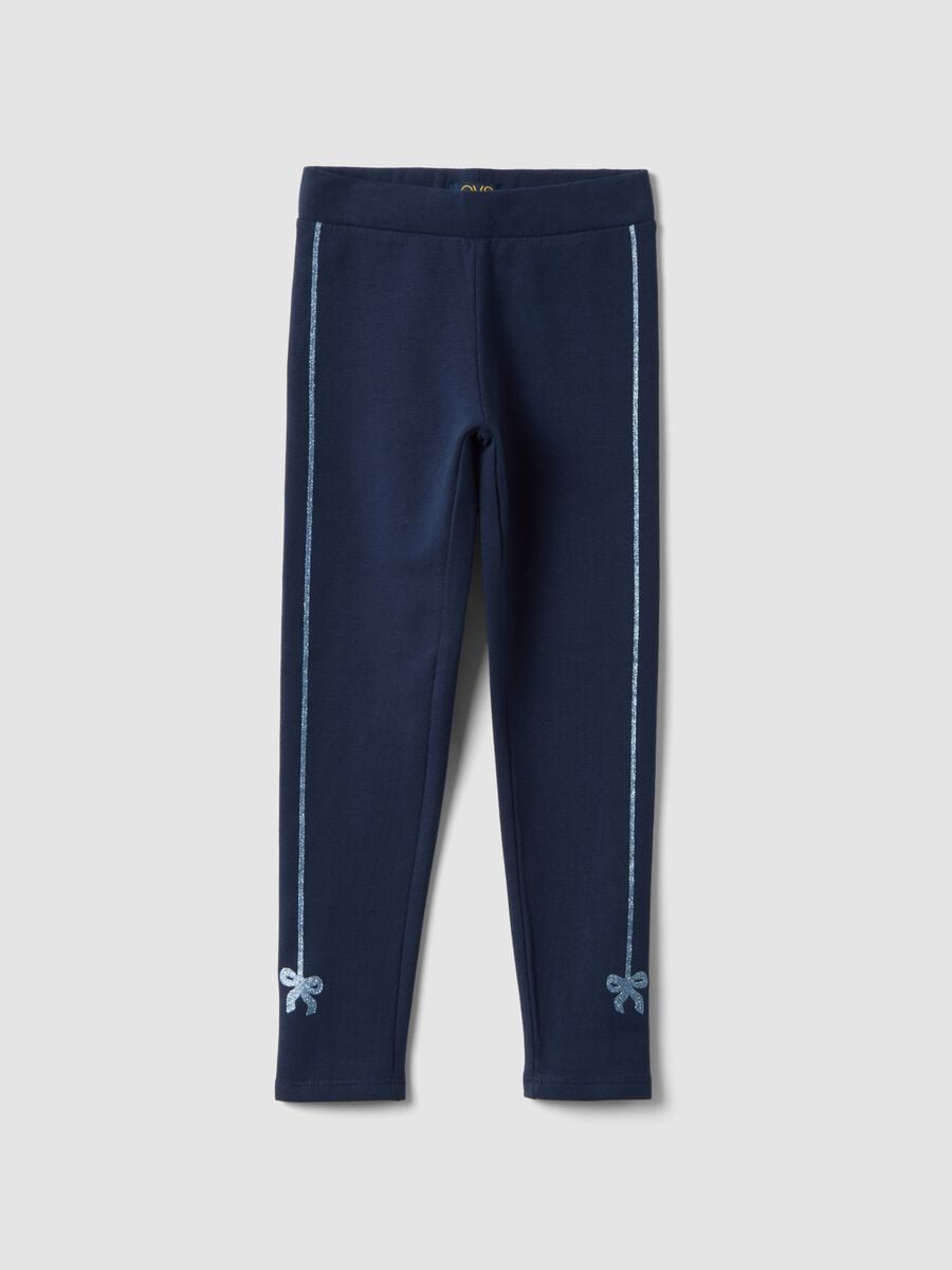 Blue skinny-fit stretch organic cotton leggings_0