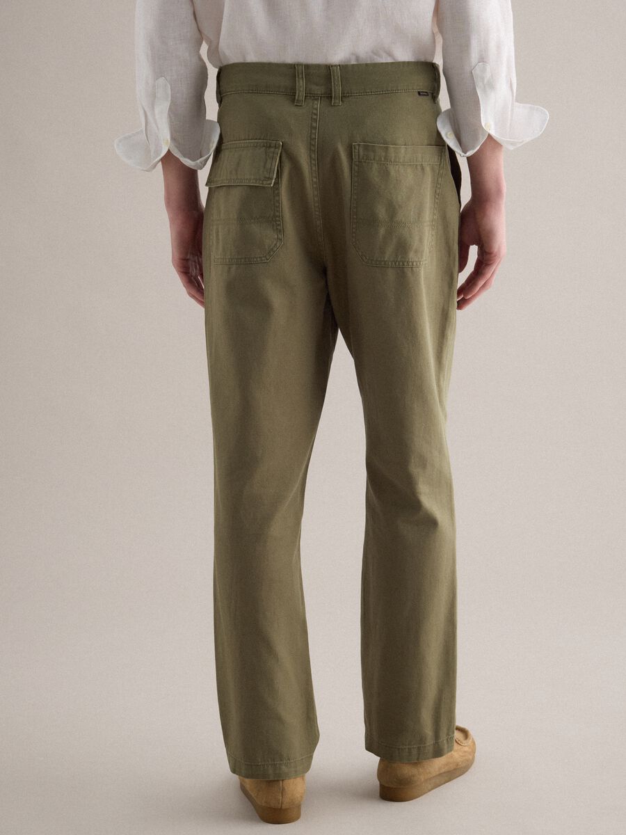 Green Cotton and Linen Trousers Regular Fit_2