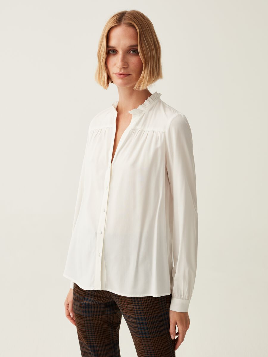 Viscose blouse with frills_0
