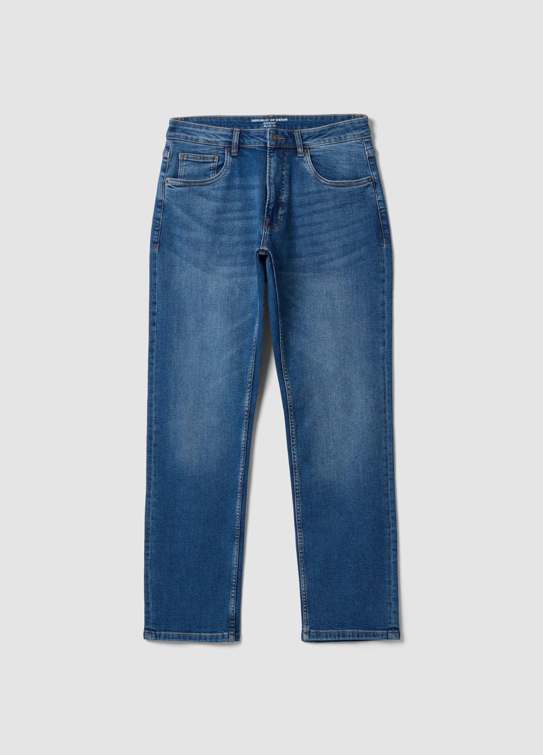 Blue stretch-cotton comfort-fit jeans