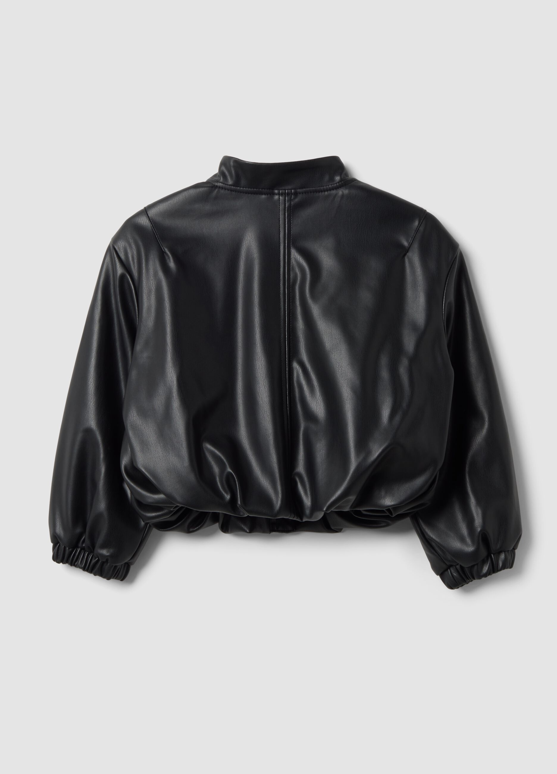 Black zip-up jacket, regular fit, for girls