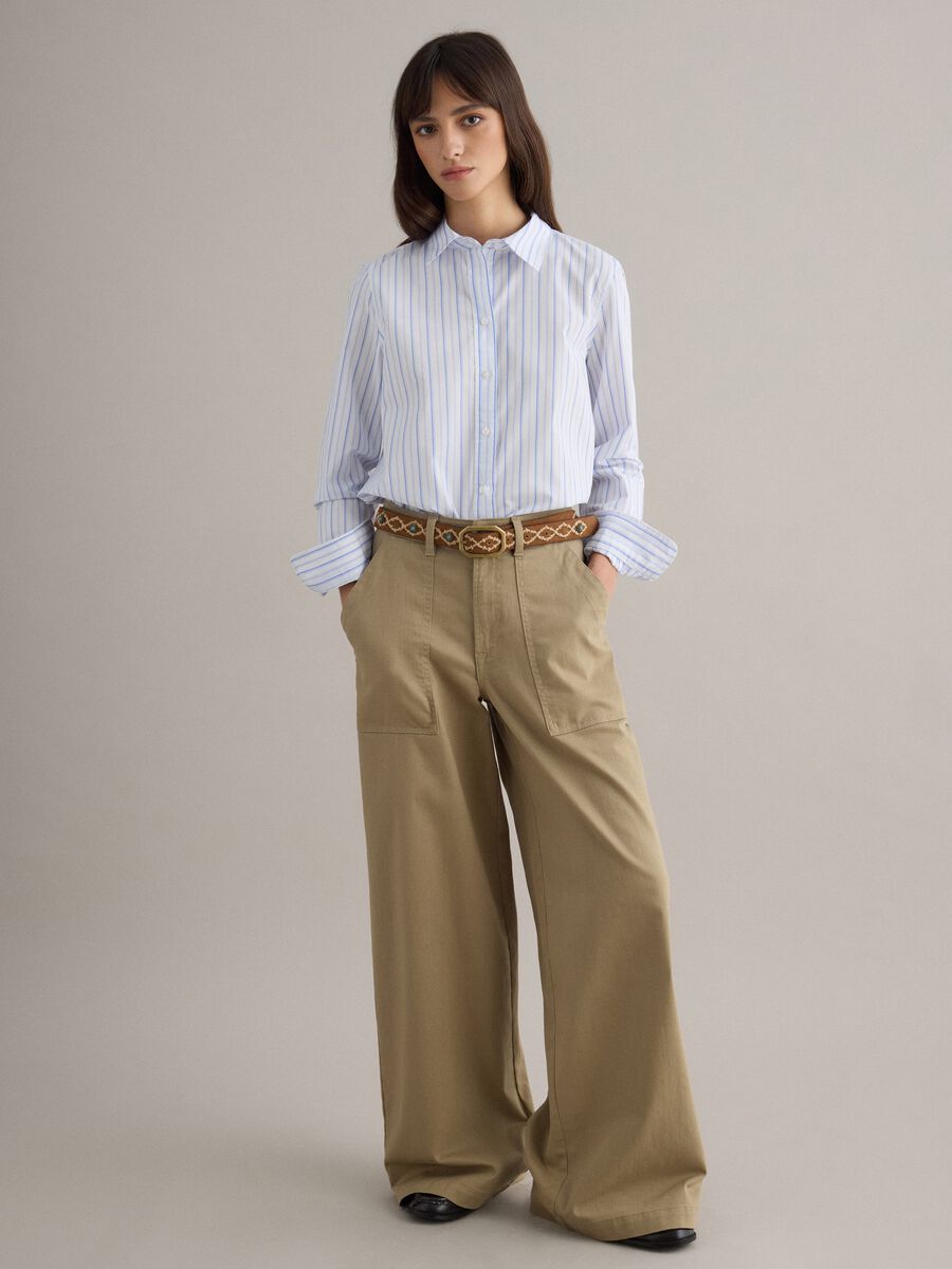 Multicolor genuine leather belt with embroidery and golden buckle_1