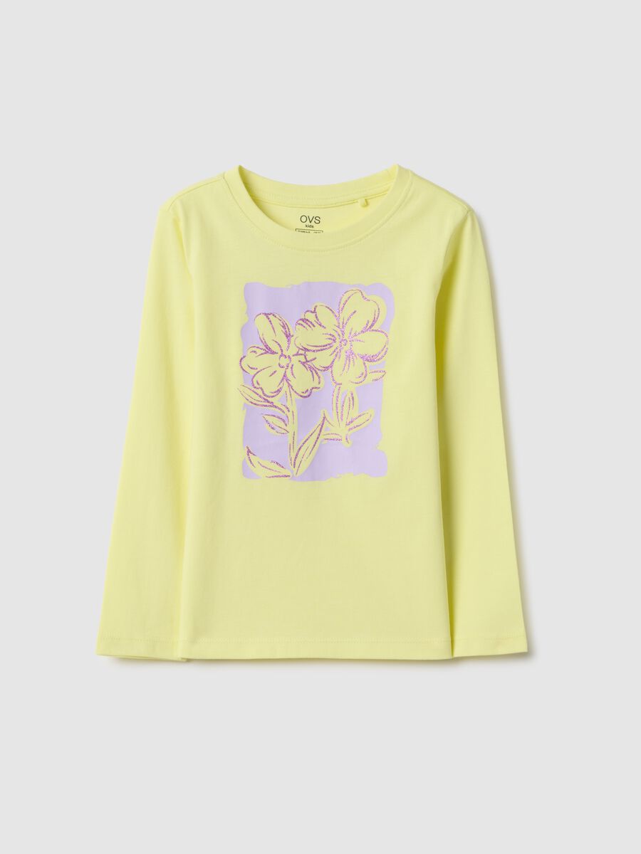 Girls' regular fit yellow pure cotton t-shirt with print_0