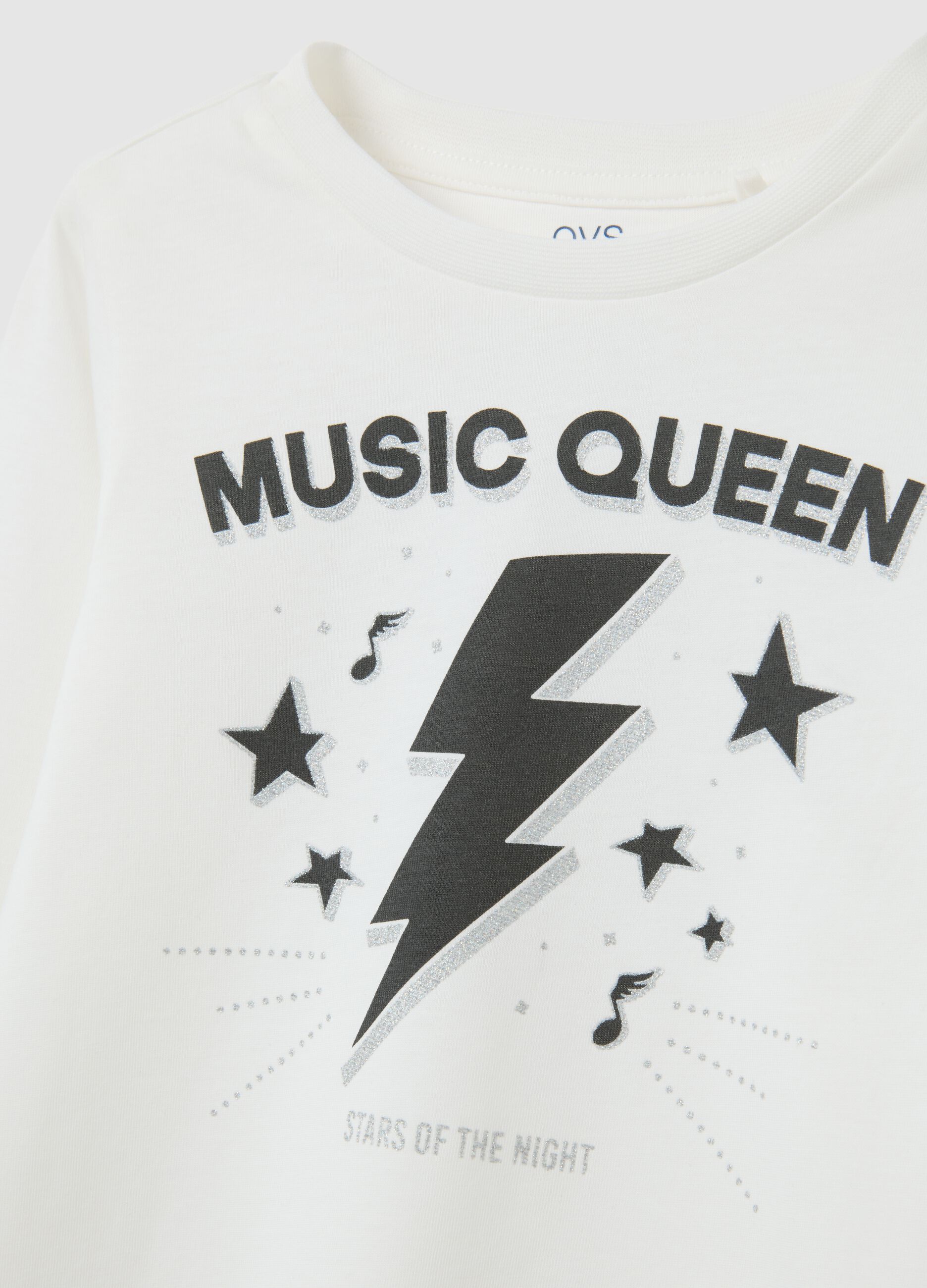 OVS KIDS Girl's Girls' White Cotton T-Shirt, Regular Fit OVS