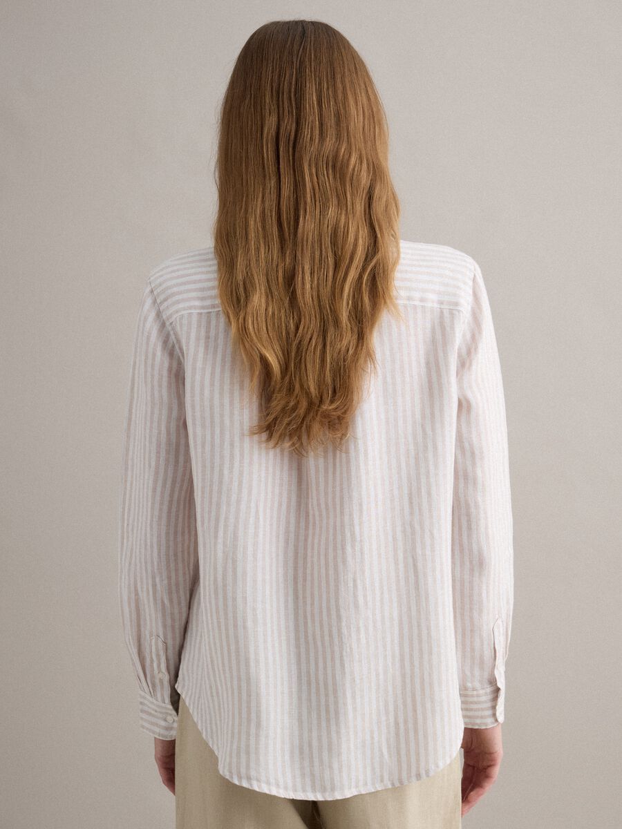 Hemd aus reinem Leinen mit wei&szlig;en und beigefarbenen Streifen in Regular Fit_4