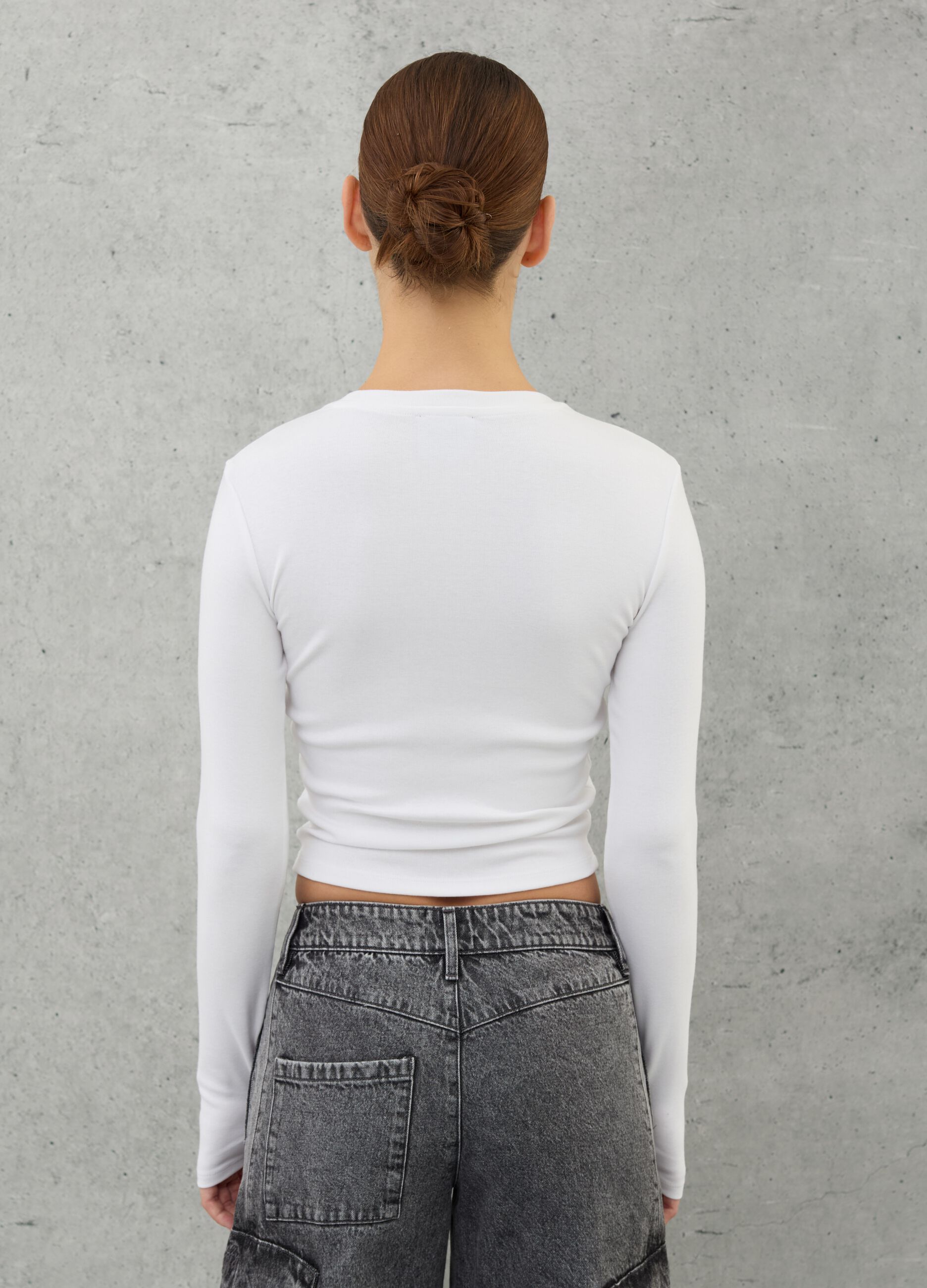 Crop Long-sleeved T-shirt White