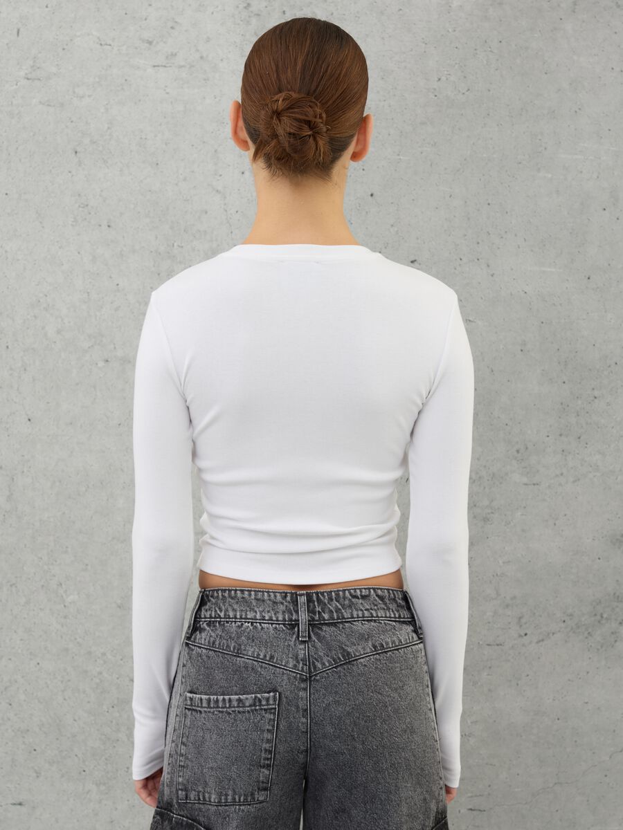 Crop Long-sleeved T-shirt White_1