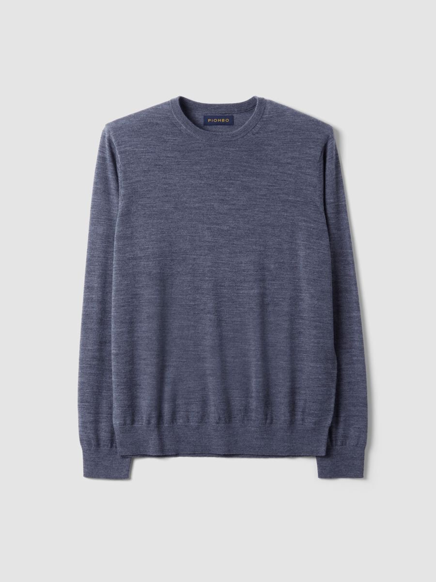 Grey crew-neck pure merino wool jumper, regular fit_4