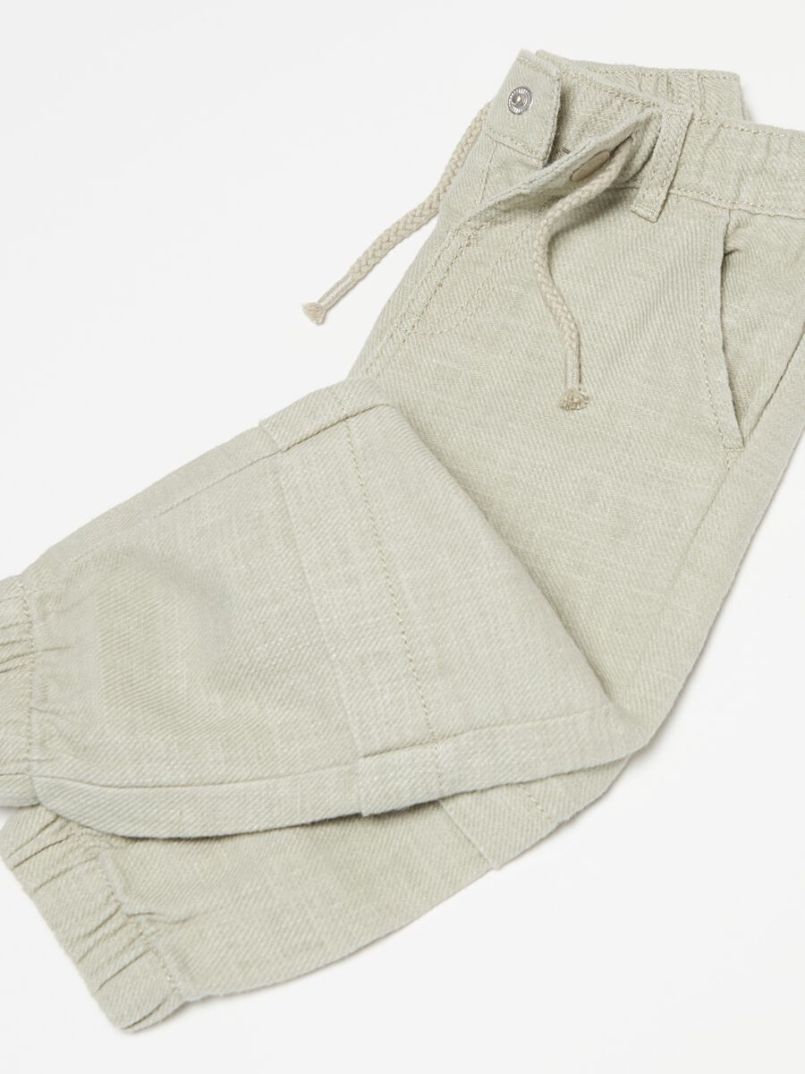 Pantalón de ramio y algodón con cordón_2