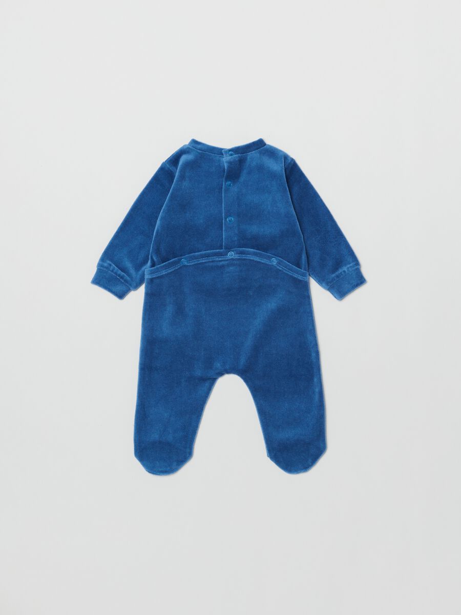 Velour onesie with feet and print_1