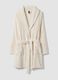 Beige quilted dressing gown with belt and shawl collar_0