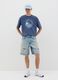 Men's 100% cotton blue boxy fit T-shirt with Surf Beach Bar print_1