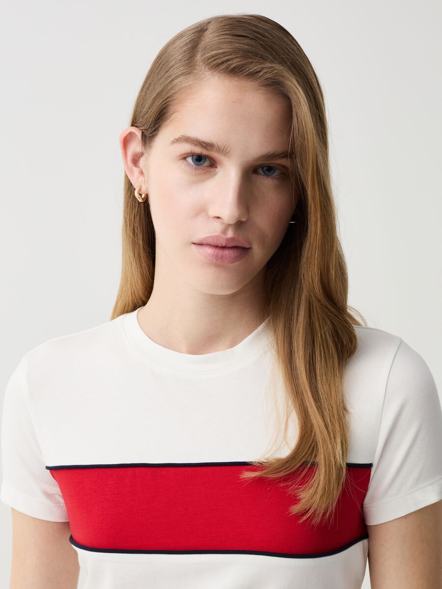 Cropped T-shirt in stretch cotton_1