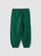 Green pure cotton jogger trousers with elasticated waist for boys_3