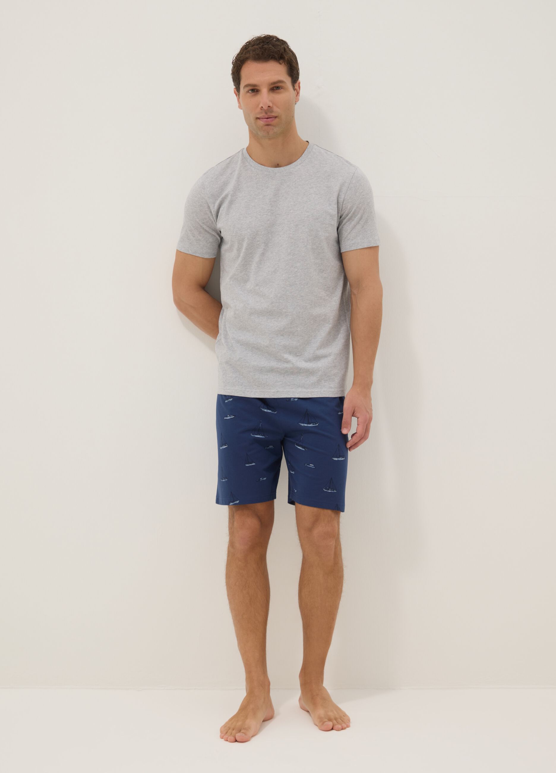 Multicoloured regular fit pyjamas in pure organic cotton with prints