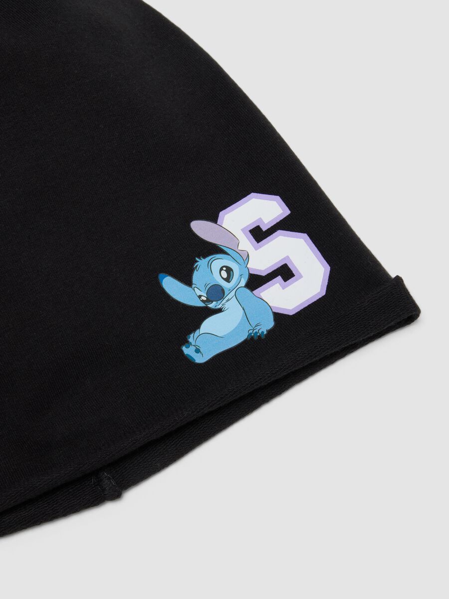 Crna kapa od elastičnog pamučnog jerseyja s printom Lilo & Stitch za djevojčice_2
