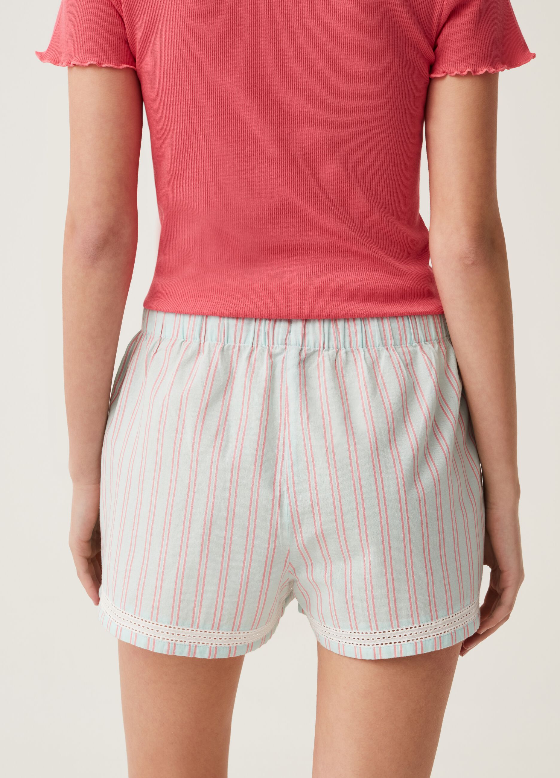 Shorts pijama de rayas con cordón