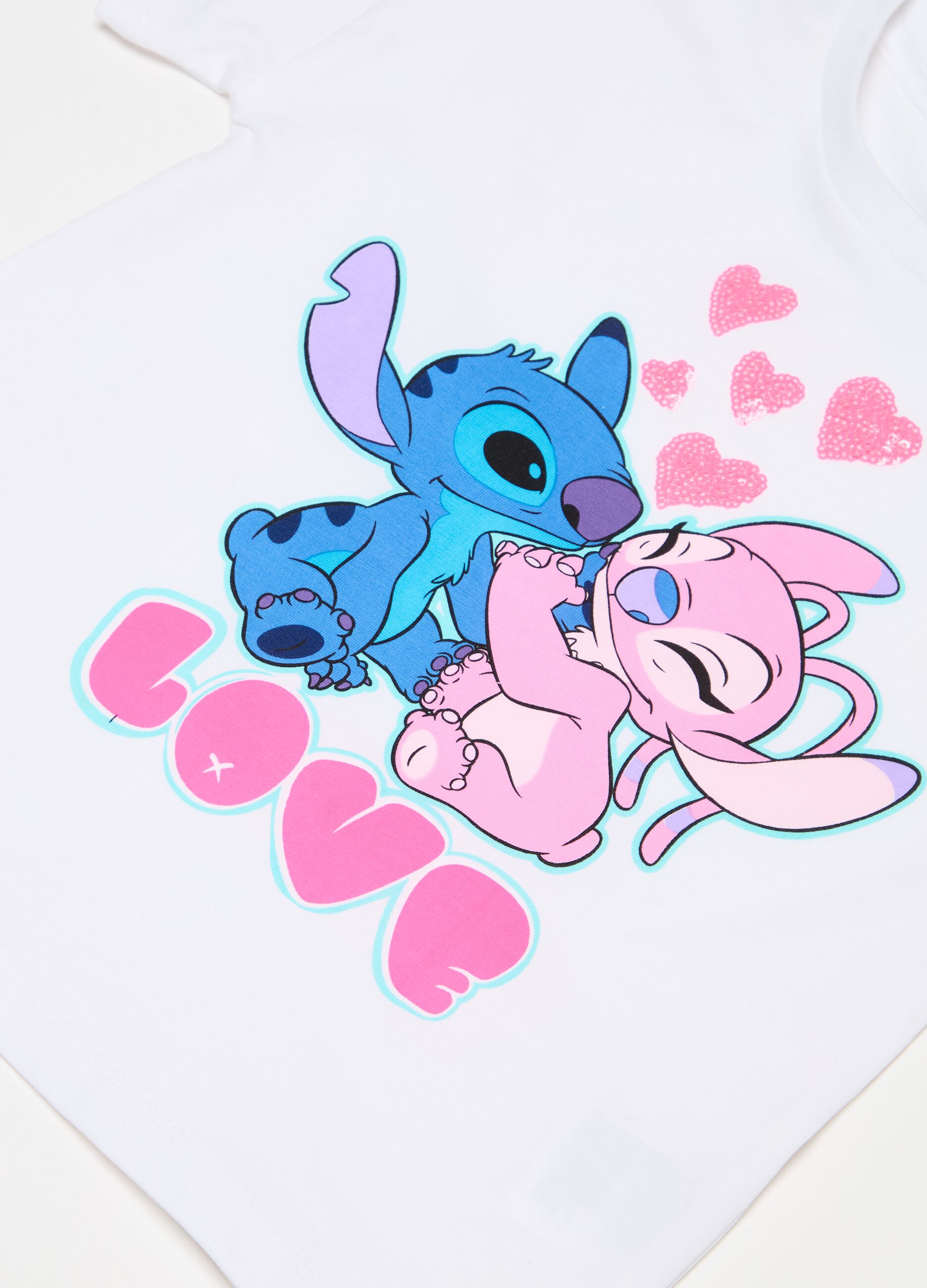 T-shirt with Angel and Stitch print
