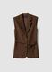 Brown regular fit lyocell and linen blend waistcoat with belt_4