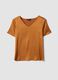 Braune Satinbluse aus Stretchmaterial mit V-Ausschnitt, Regular Fit_4