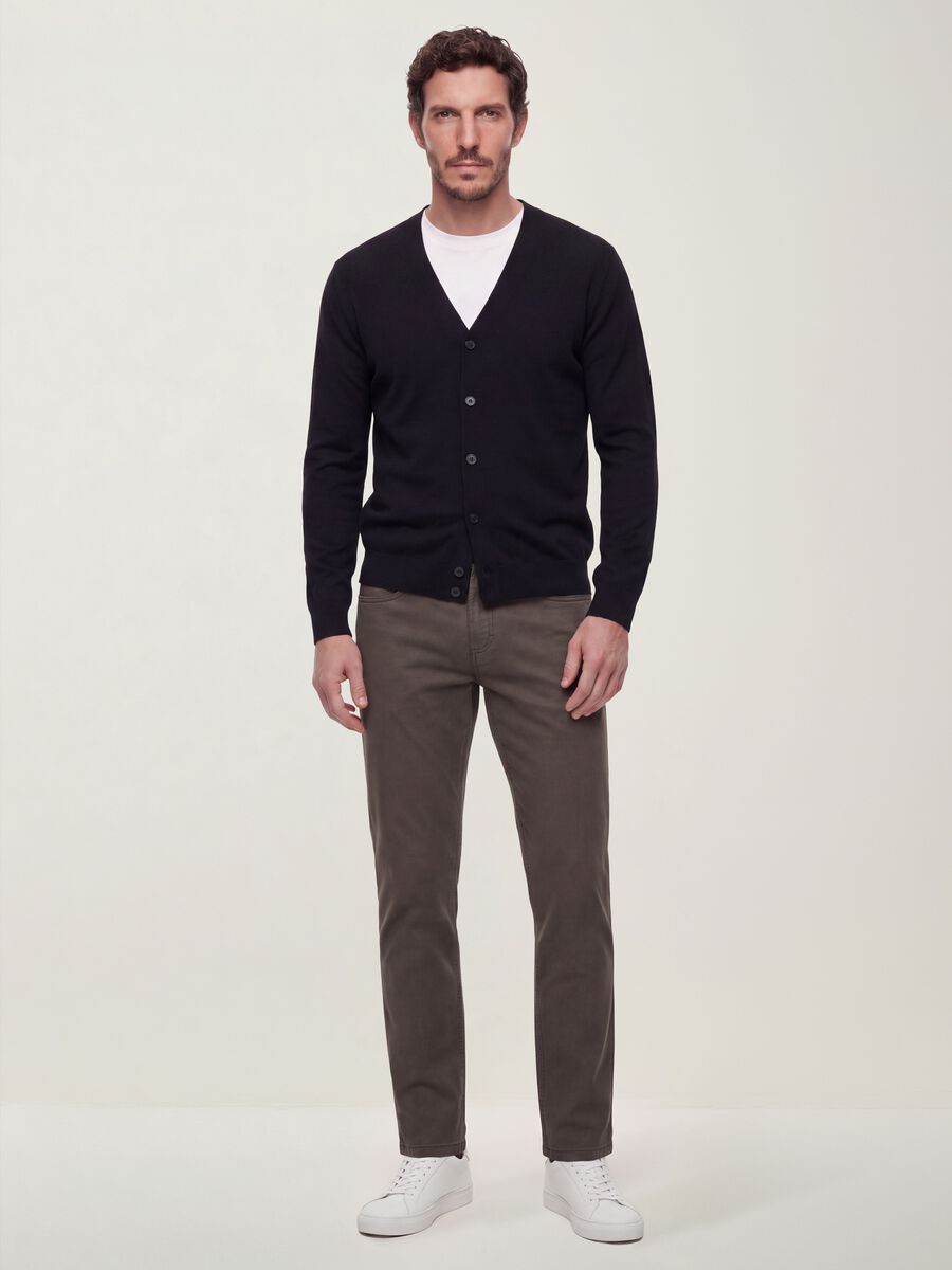 Black viscose-blend V-neck cardigan, regular fit_1