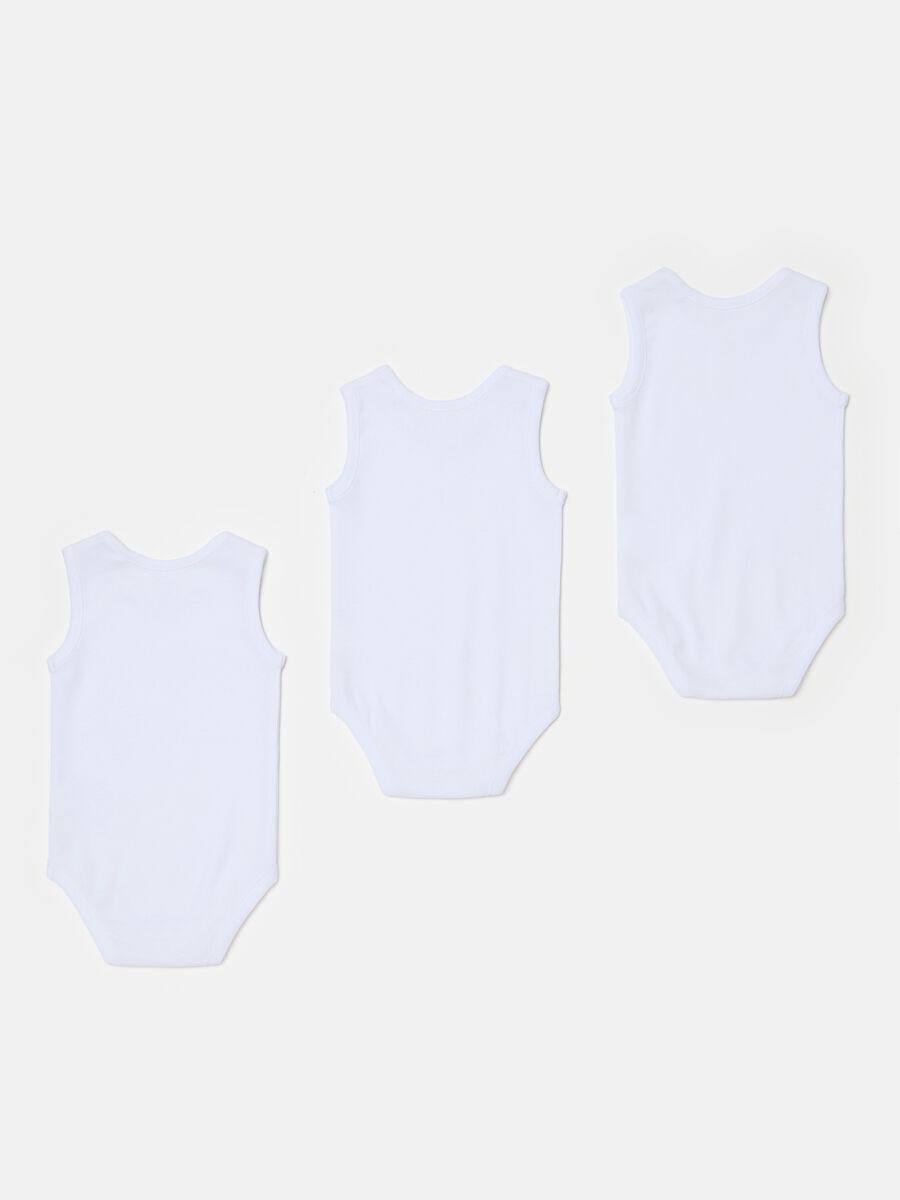 Three-pack sleeveless bodysuits in cotton_1