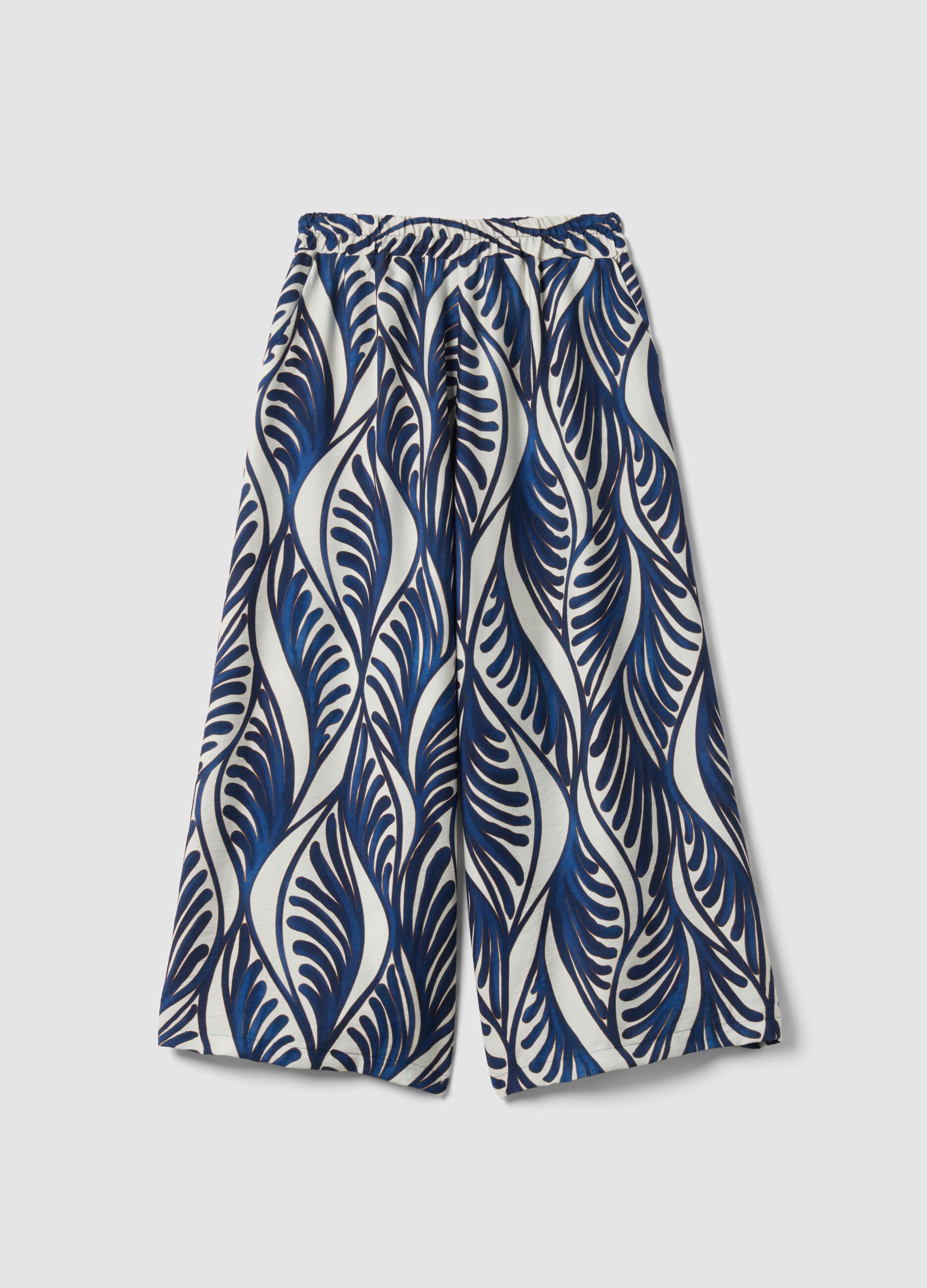 Blue viscose-blend palazzo trousers
