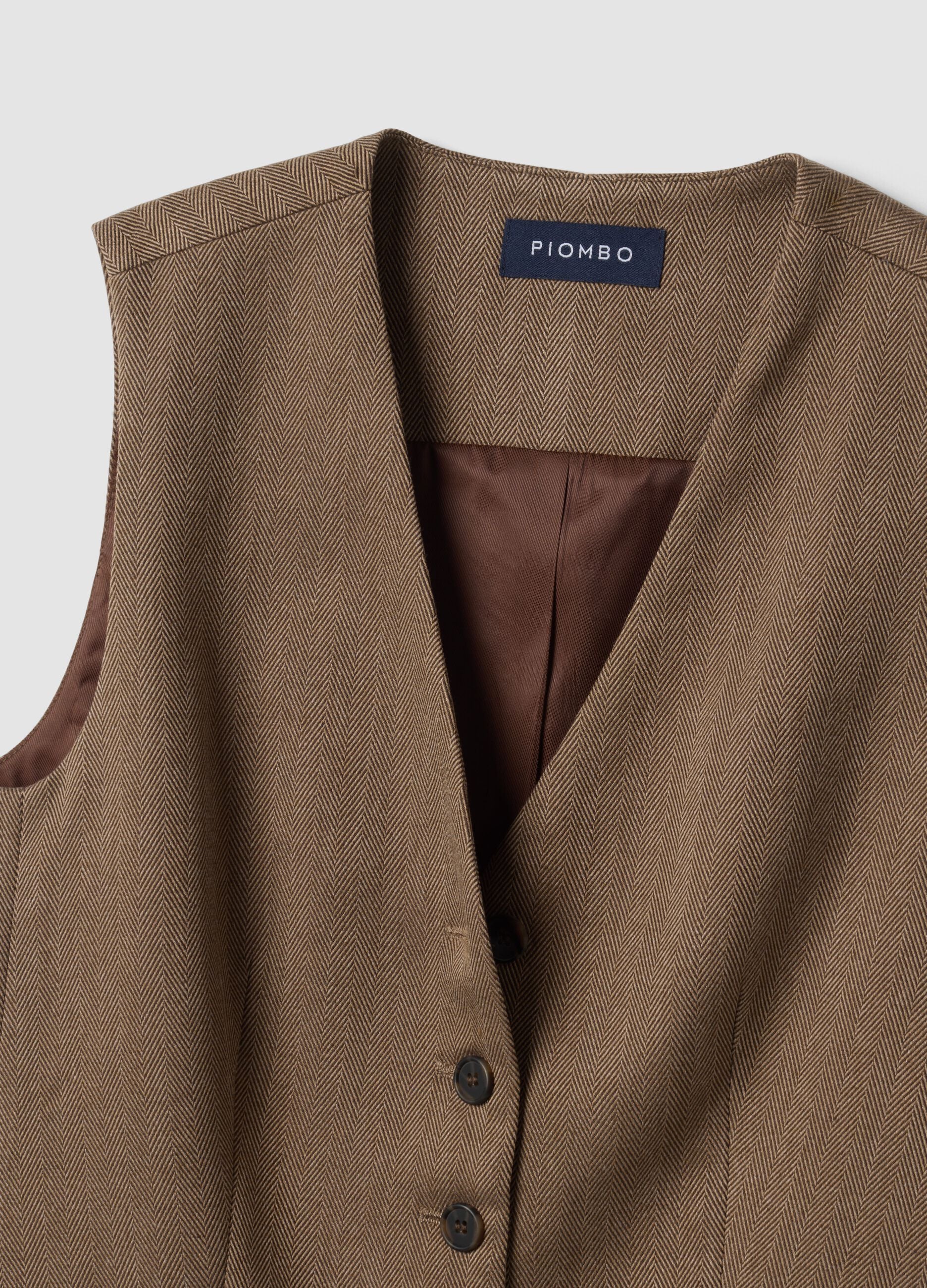 Gilet marrone in viscosa elasticizzata regular fit