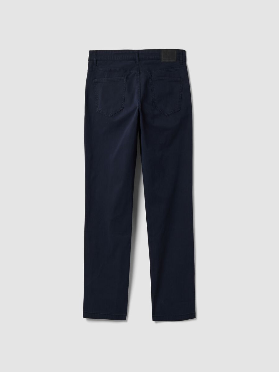 Blue regular-fit stretch cotton twill trousers_6