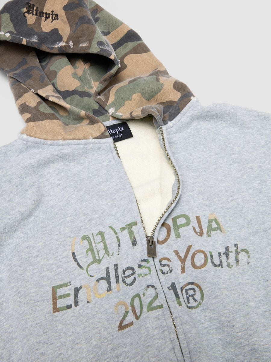Hoodie mit durchgehendem Reissverschluss in Sunfaded Grey & Camo_7