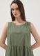 Vestido verde sem mangas em algod&atilde;o puro com folhos, corte regular_2