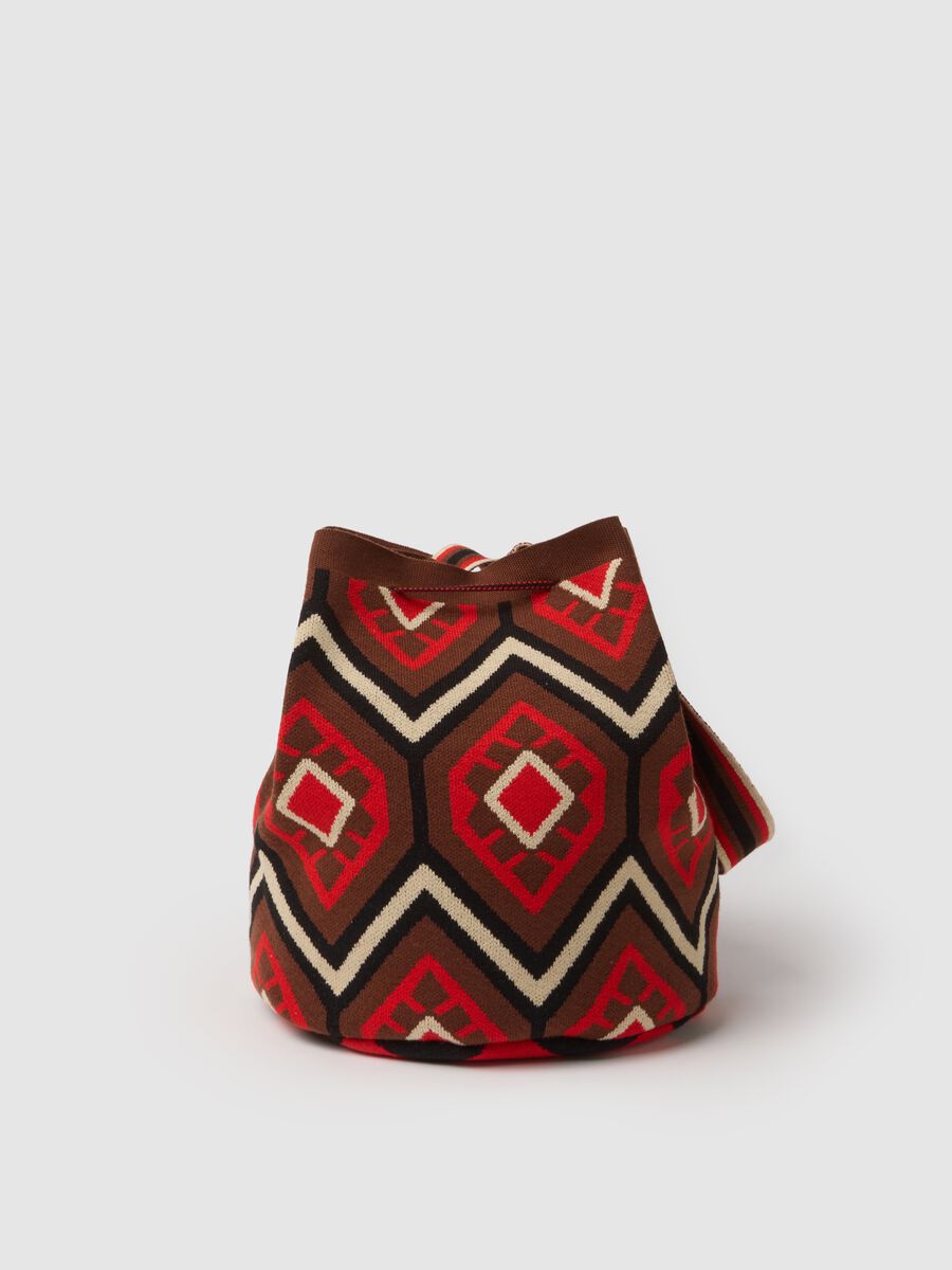 Beach bag with tassels and multicolour ethnic details_1