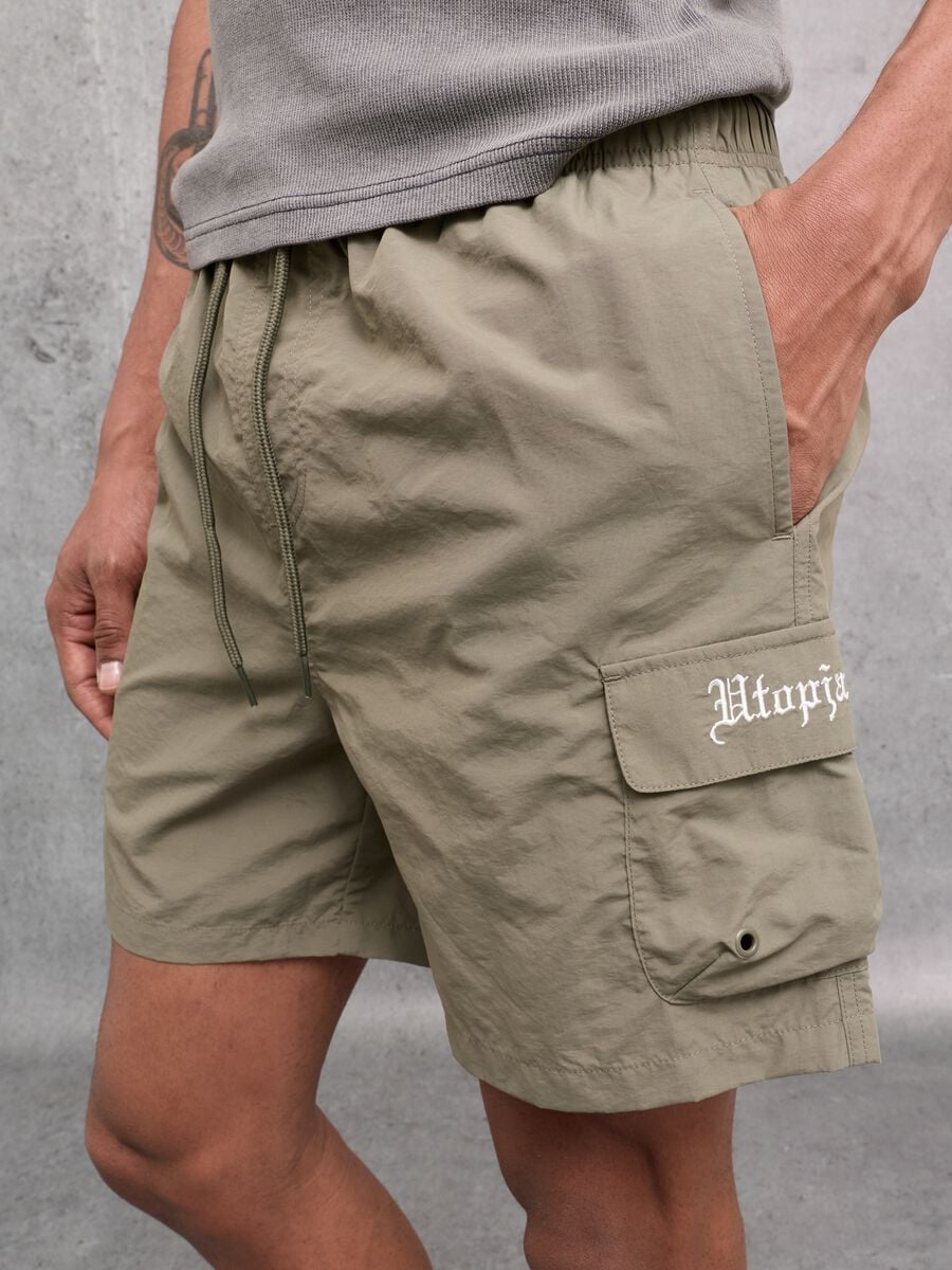 Cargo Swim Shorts Military Green_3