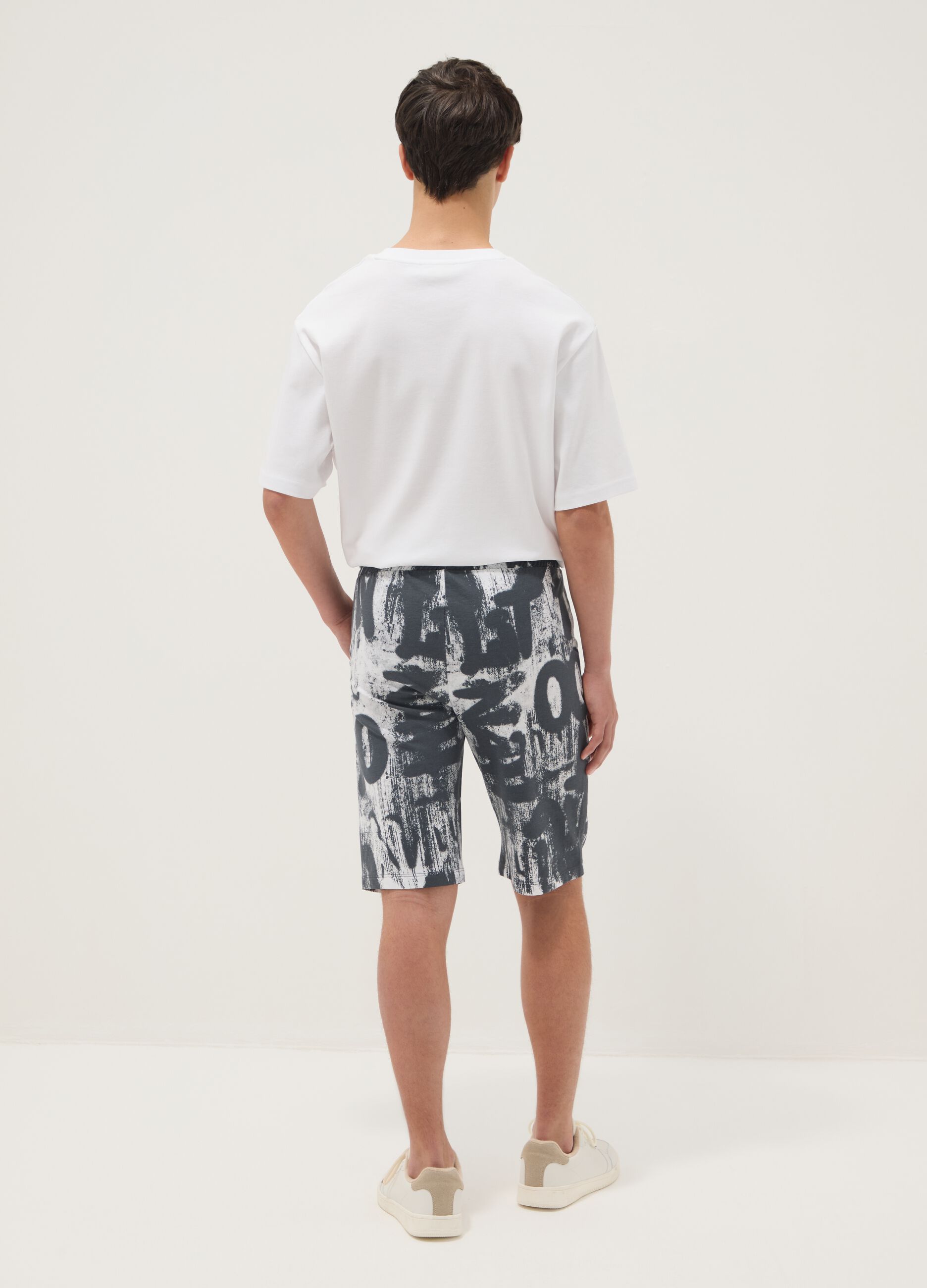 Boy's pure cotton shorts with multicolour print, regular fit