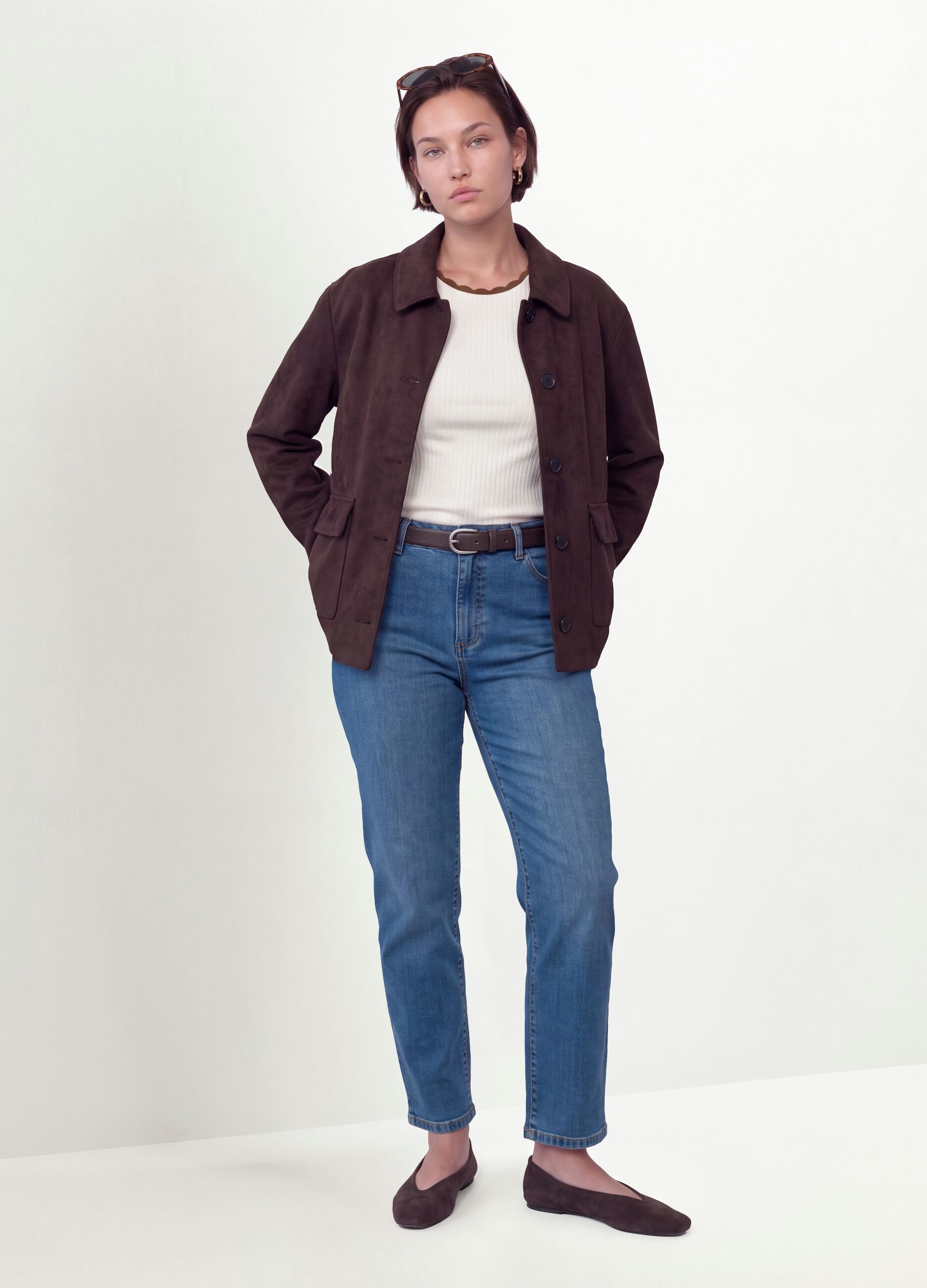Blue denim slim-fit stretch cotton jeans