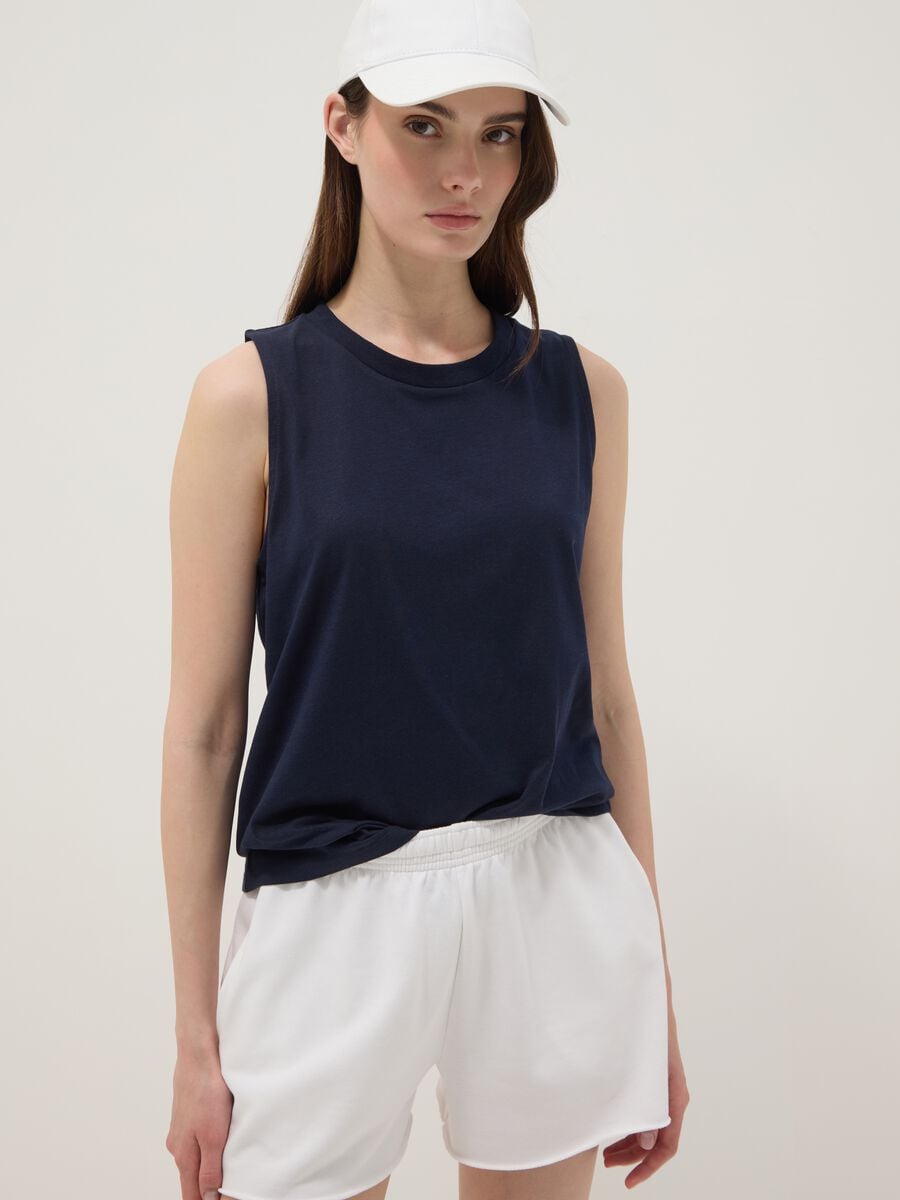 Camiseta de tirantes azul de algod&oacute;n puro_0