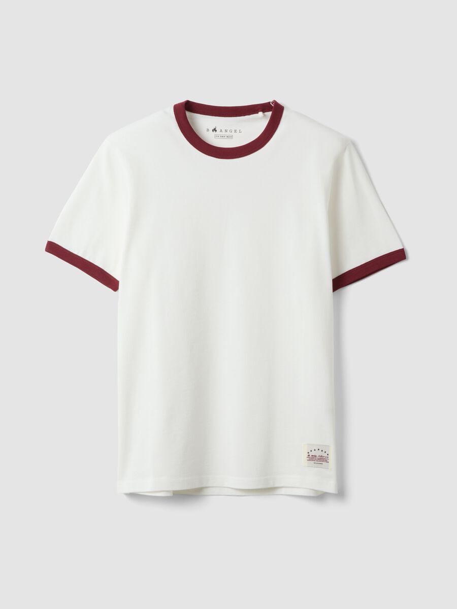 White crew-neck fitted T-shirt in pure cotton_3